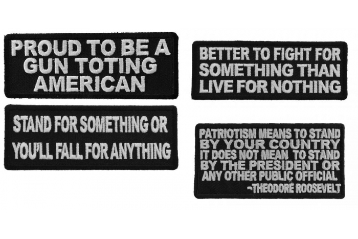 Territorial Patriotic Sayings Patches Iron on or Sew On Set of 4 Territorial Patriotic Sayings Patches Iron on or Sew On Set of 4