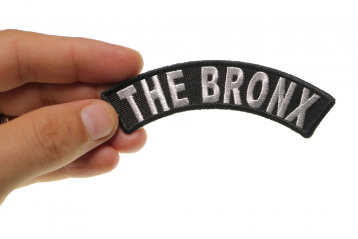 The Bronx Rocker Patch shown on hand for size comparison