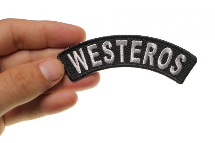 Westeros Patch shown on hand for size comparison