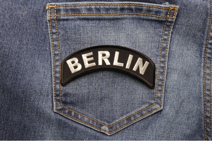 Berlin City Patch shown on jeans