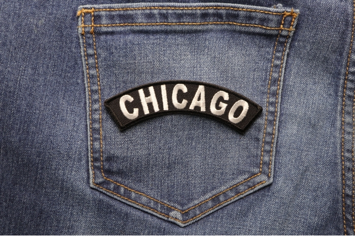 Chicago Patch shown on jeans