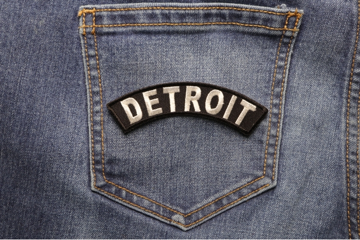 Detroit Patch shown on jeans