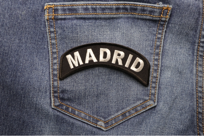 Madrid City Patch shown on jeans