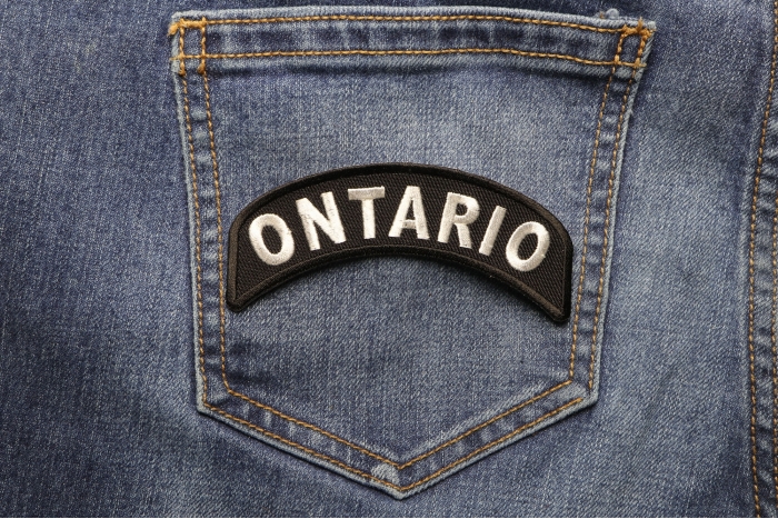 Ontario City Patch shown on jeans
