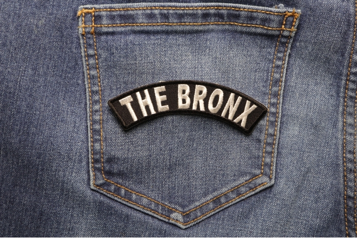 The Bronx Rocker Patch shown on jeans