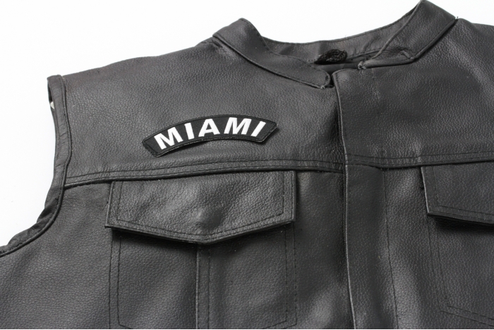 Miami Patch - 4x1 inch shown on leather vest