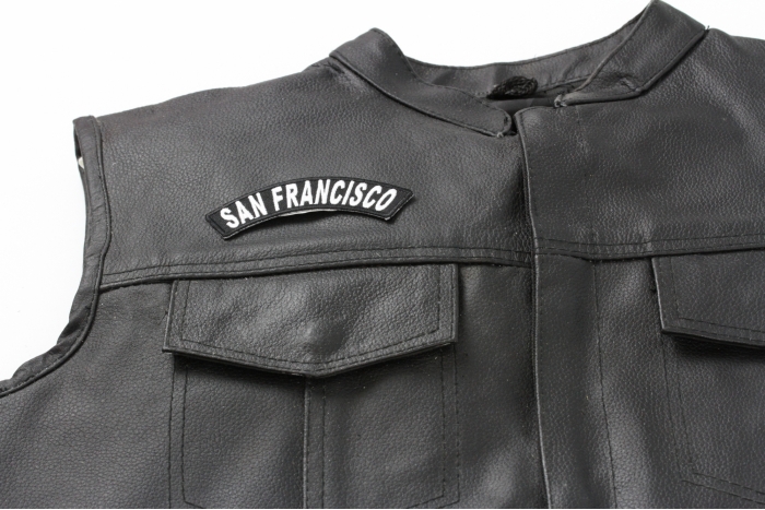 San Francisco Patch - 4x1 inch shown on leather vest