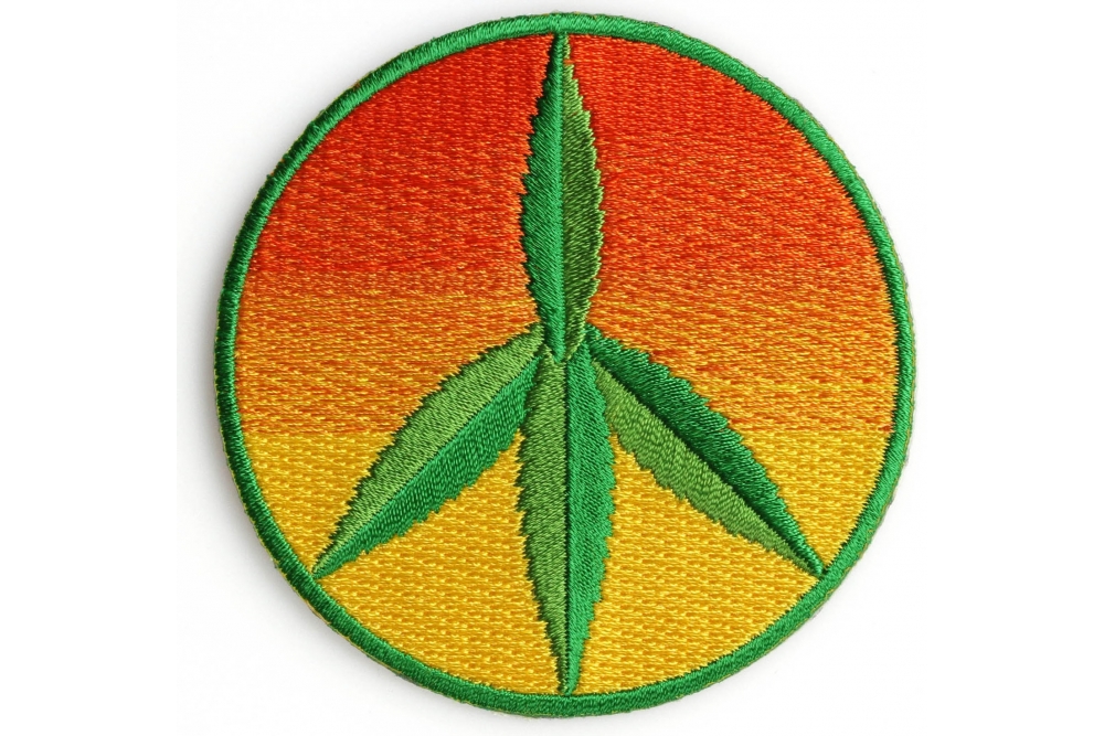 Peace Cannabis Leaf Iron on Hippie Patch