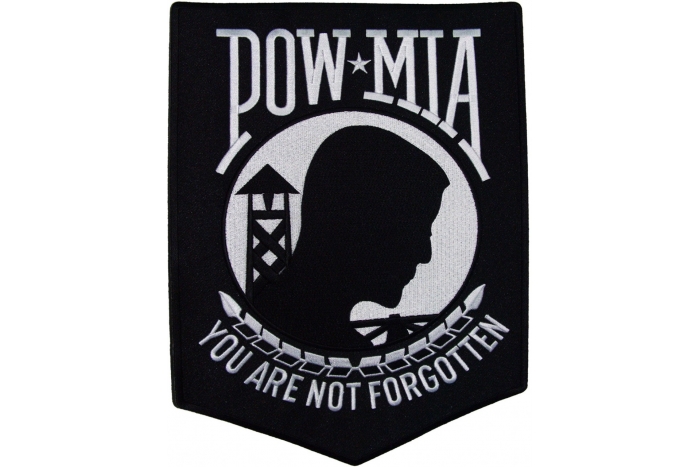 POW MIA, Your Are Not Forgotten, Large Embroidered Iron on Patch POW MIA, Your Are Not Forgotten, Large Embroidered Iron on Patch