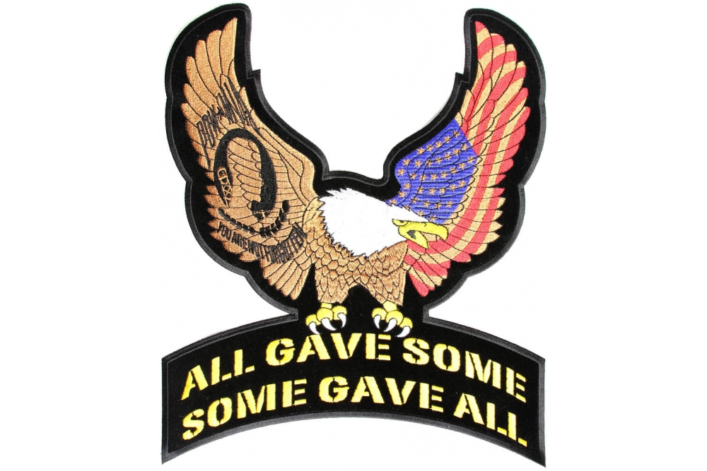 POW MIA Eagle With Raised Wings, All Gave Some, Some Gave All, Large Back Patch
