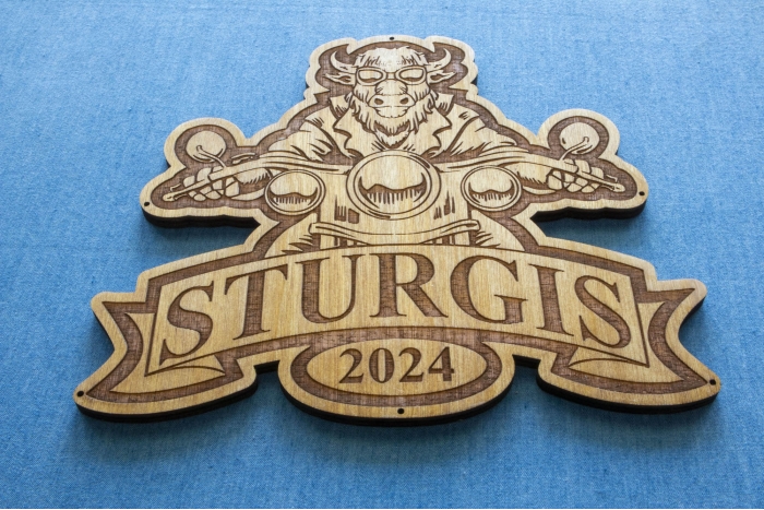 Buffalo Biker Sturgis 2024 Wood Sign diagonal view