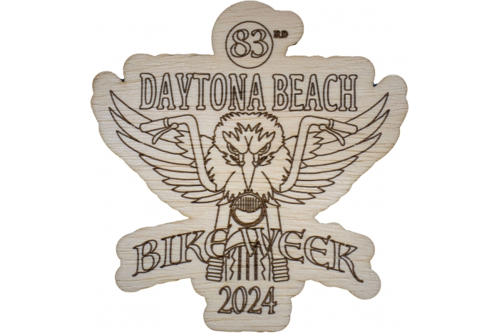 Daytona Bike Week Souvenir 2024 Wood Coaster Thick