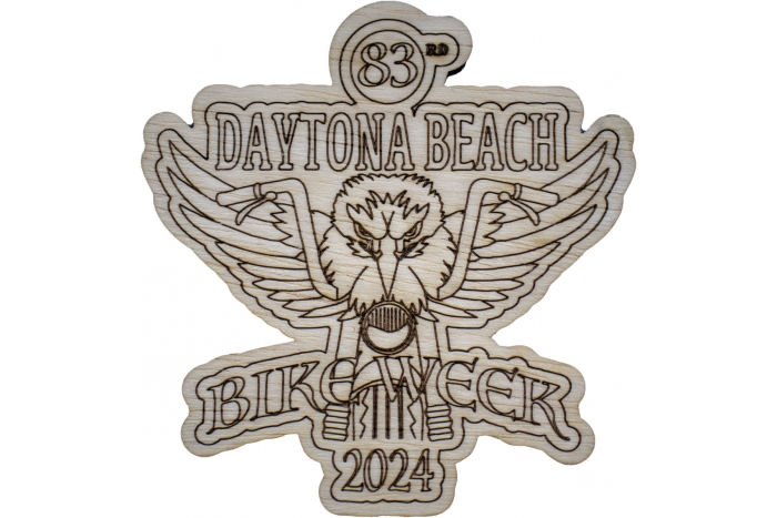 Daytona Bike Week Souvenir 2024 Wood Coaster Thick with Outline