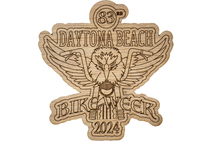 Daytona Bike Week Souvenir 2024 Wood Coaster Thin with Outline
