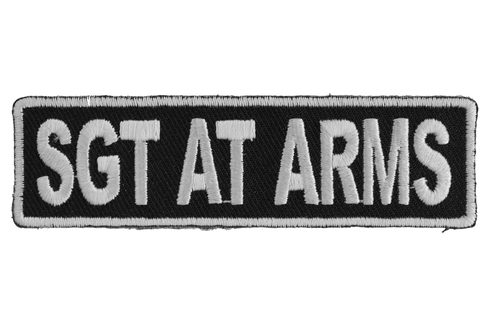 SGT AT ARMS White on Black Small for Biker Vest Motorcycle Patch 
