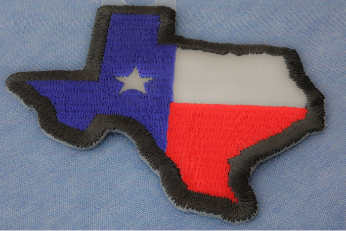 Reflective Texas Map Flag Patch diagonal view