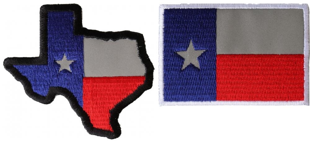 Reflective Texas Pride Patches Set of 2 Texas Flags