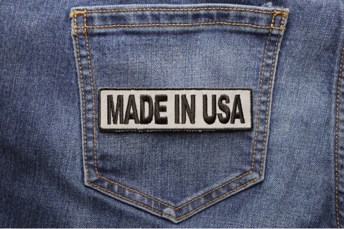 Made In USA Patch Reflective shown on jeans