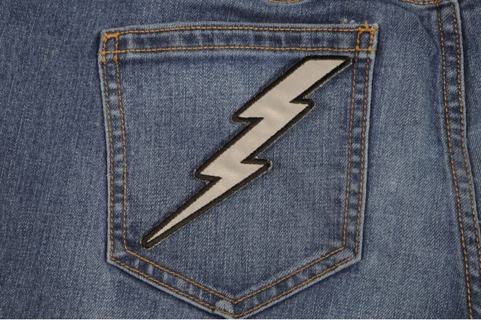 Reflective Lightning Bolt Left Patch shown on jeans