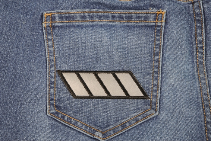 Reflective Stripes Patch shown on jeans