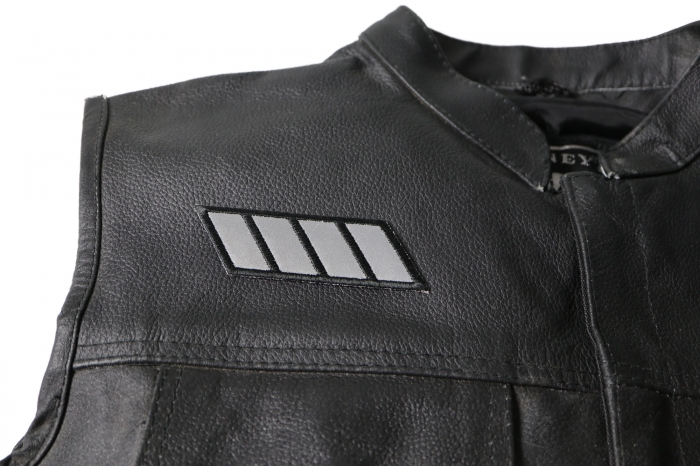 Reflective Stripes Patch, Reflective Patches shown on leather vest