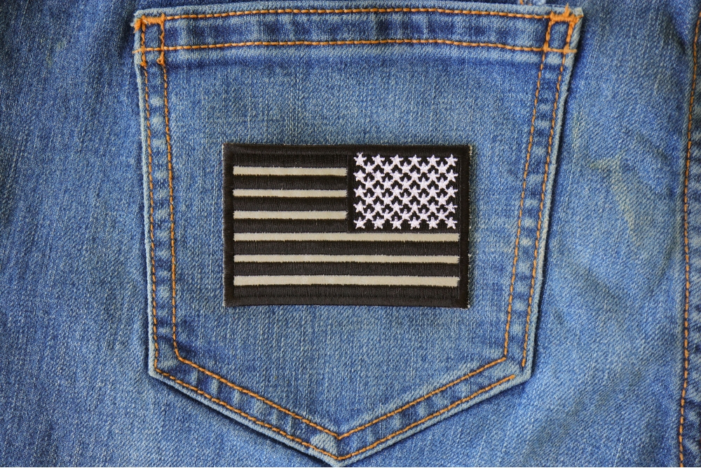 thumbnail image 2 of Reflective American Flag Embroidered Patch – 4 Inch, Iron-On, Rocker Style 2 of 4