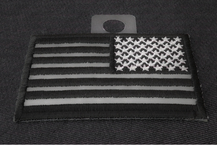 Reverse Black Reflective US Flag Patch diagonal view