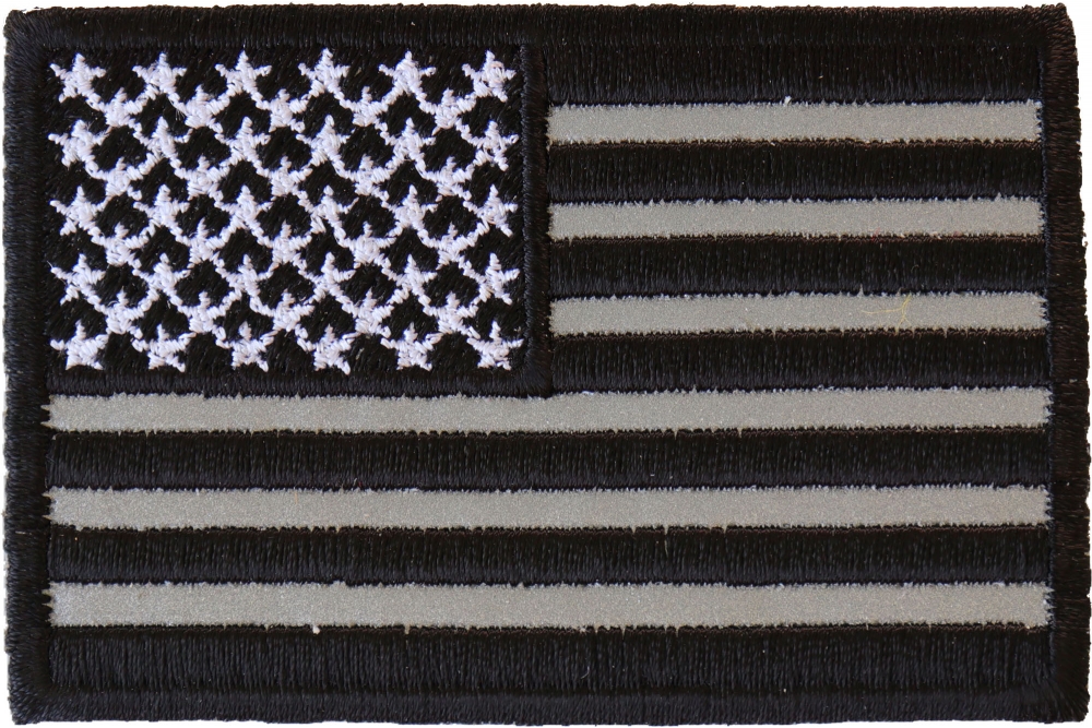 American Flag Embroidered Patch Reverse White Border US USA Iron-On Emblem