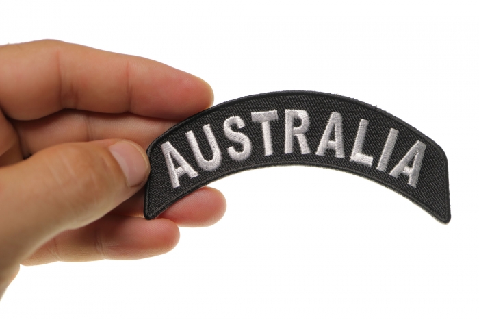 Australia Small Rocker Patch shown on hand for size comparison