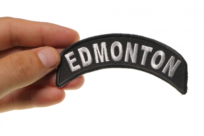 Edmonton City Patch shown on hand for size comparison
