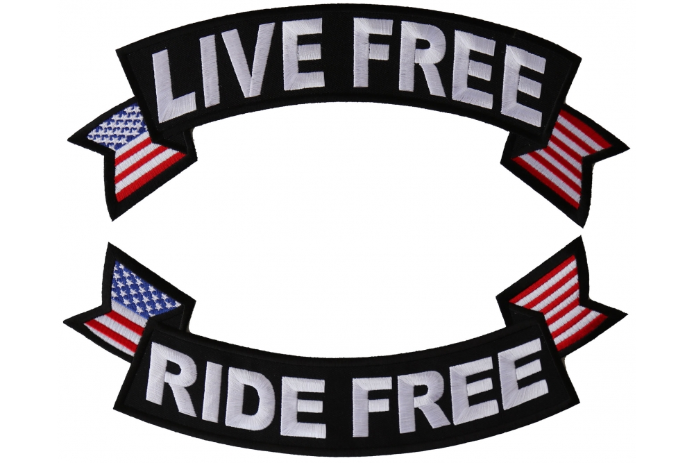 Live Free Ride Free Top and Bottom Rocker Biker Patches