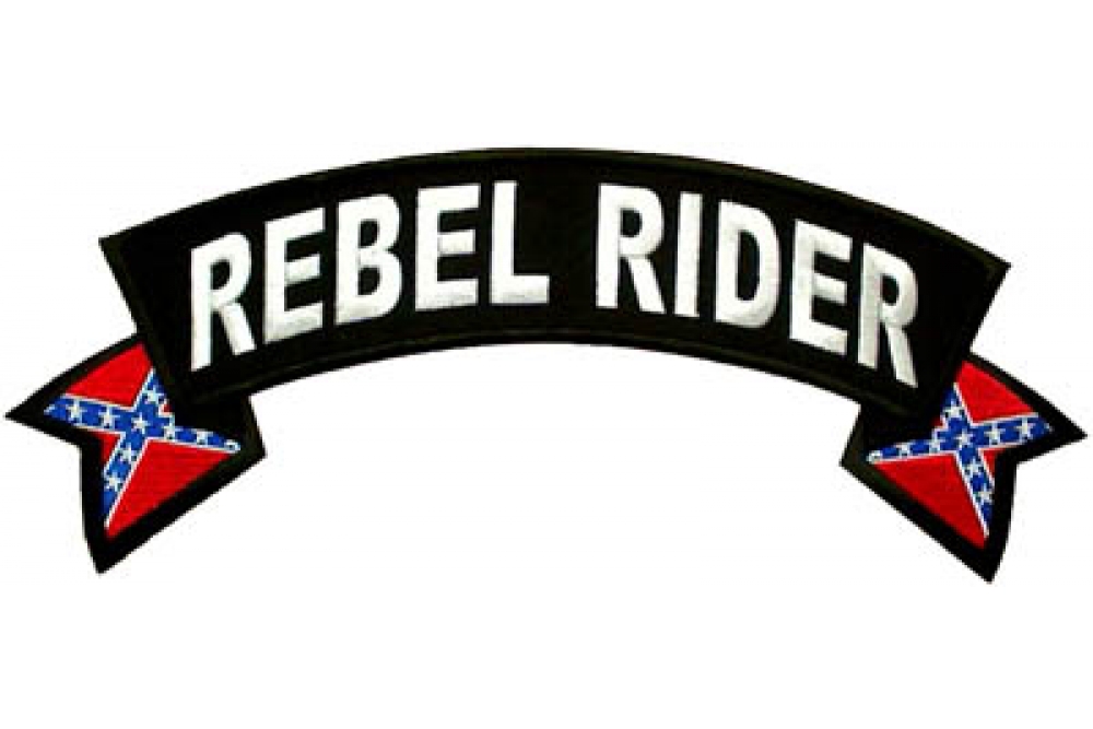 Rebel Rider Rocker With Flags Patch