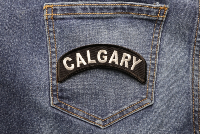 Calgary City Patch shown on jeans