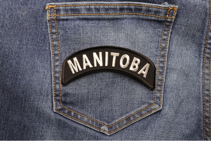 Manitoba State Patch shown on jeans