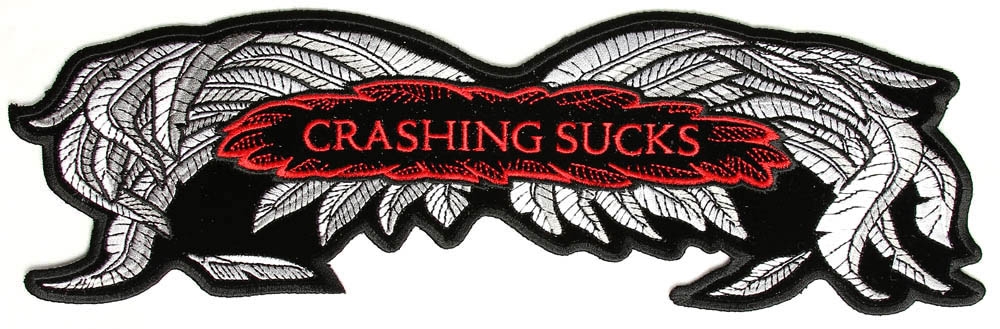 Crashing Sucks Jacket Patch Large Wings