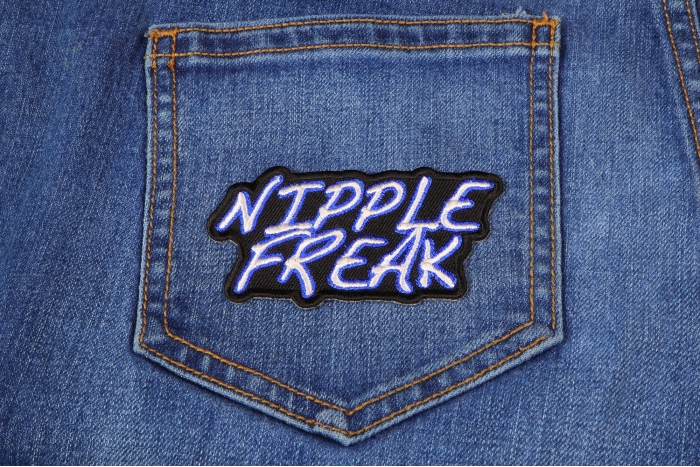 Nipple Freak Patch shown on jeans