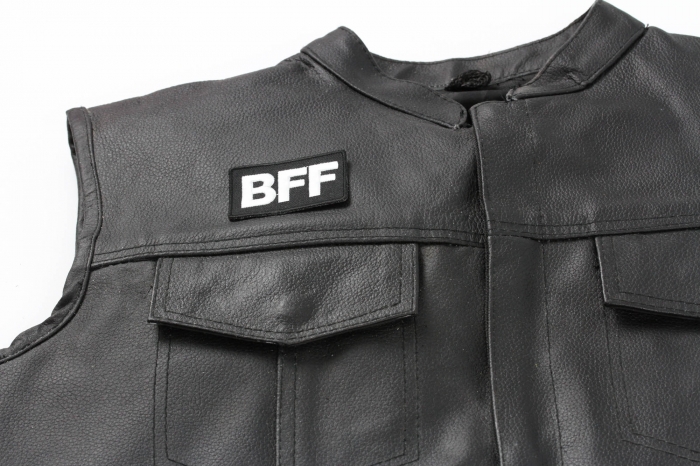  shown on leather vest