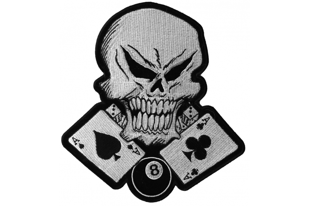 SPADE TRIPLE SKULLS PATCH 540 biker skull cards patches men women novelty jacket 
