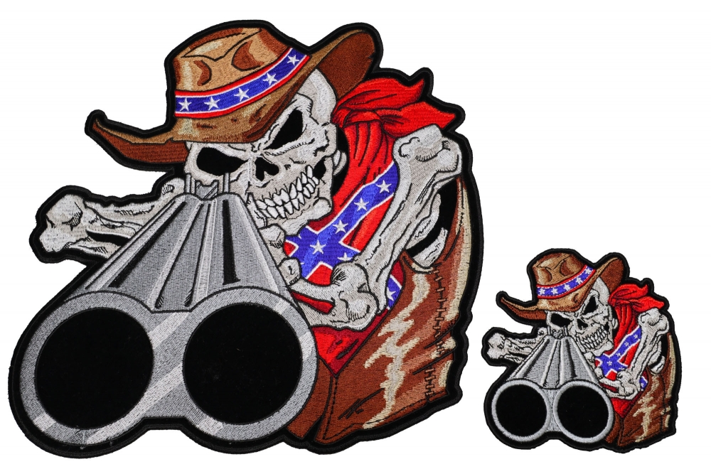 Shotgun Barrel Patch Set Skull Cowboy Small and Large | Skull Patches ...