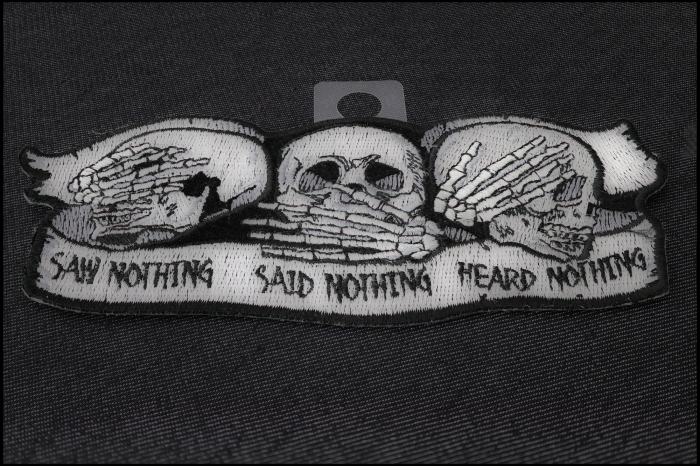 Heard Nothing Saw Nothing Said Nothing Skulls Patch diagonal view
