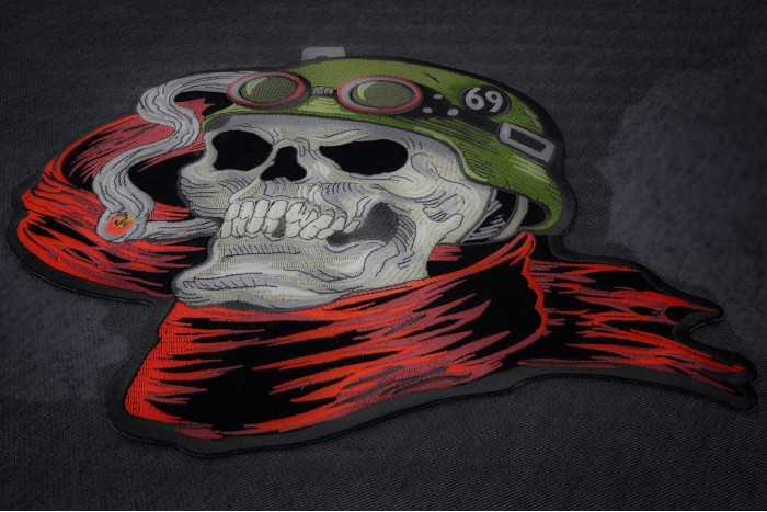 69 Skull Cigar Patch diagonal view