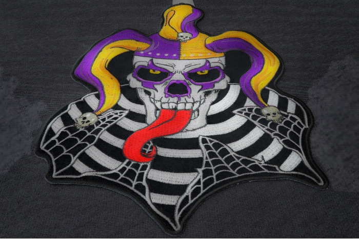 Jester Clown Skull Patch diagonal view