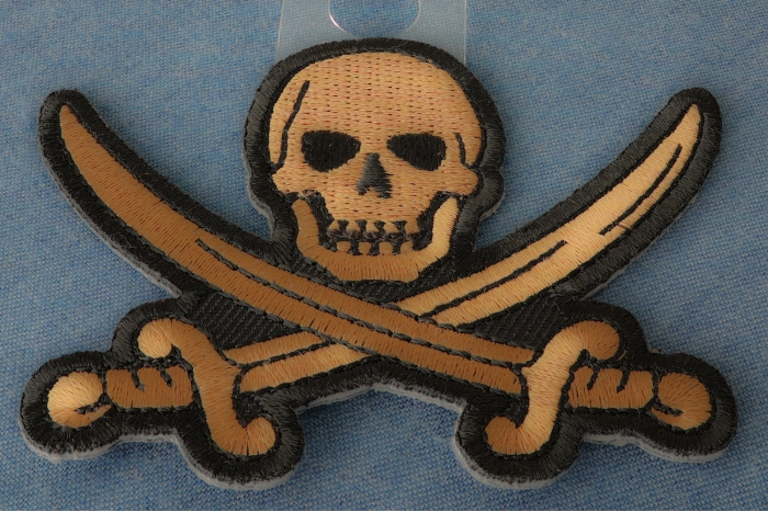 Pirate Sword Skull Patch diagonal view