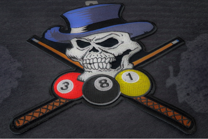 Tall Hat Skull Billard Patch diagonal view