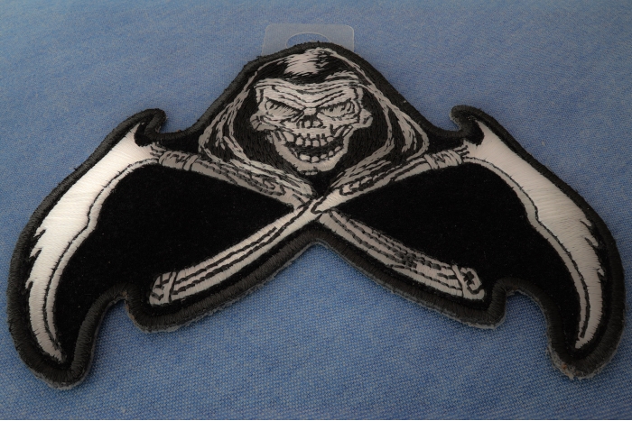 Reaper Skull Scythe Patch diagonal view
