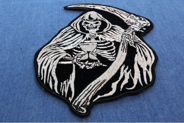Sand Clock Reaper Skull Patch diagonal view