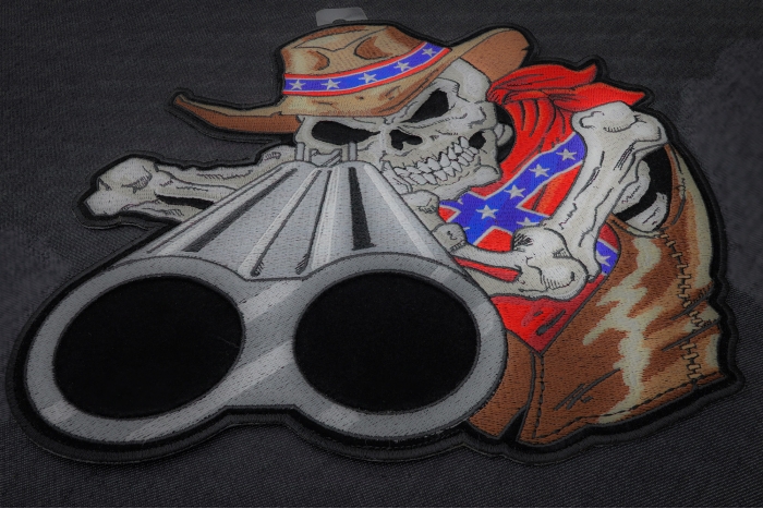 Rebel Cowboy Shotgun Skull Patch diagonal view