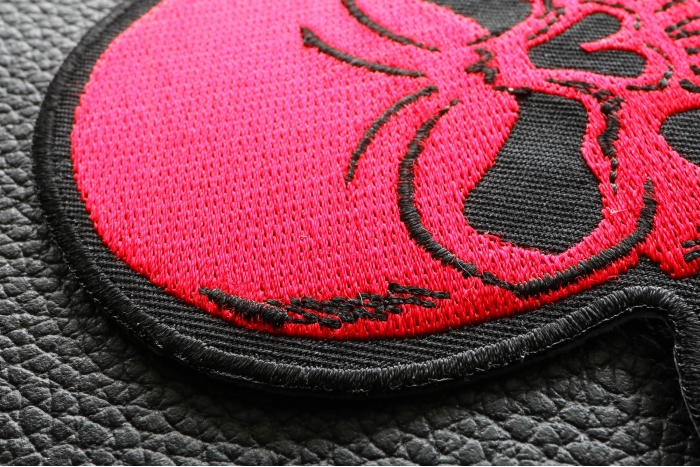 Red Skull and Cross Bones Biker Patch Red Skull and Cross Bones Biker Patch diagonal view