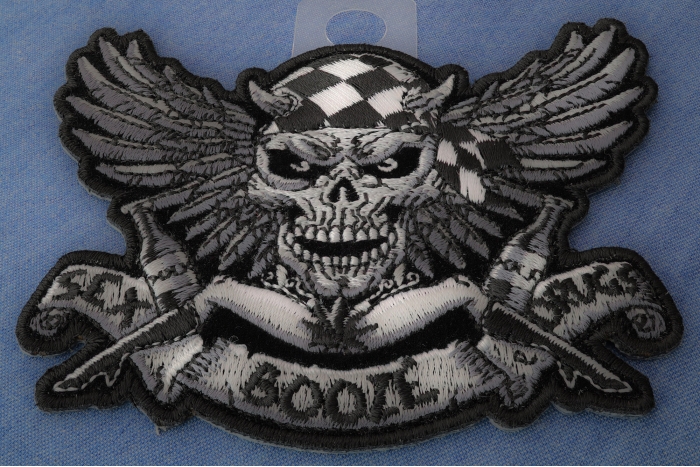 Winged Skull Sex Booze and Drugs Patch diagonal view