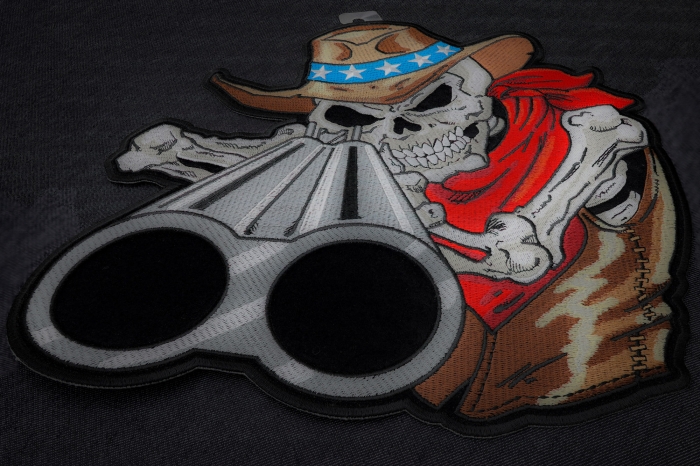 Cowboy Hat Skull and Shotgun Patch diagonal view